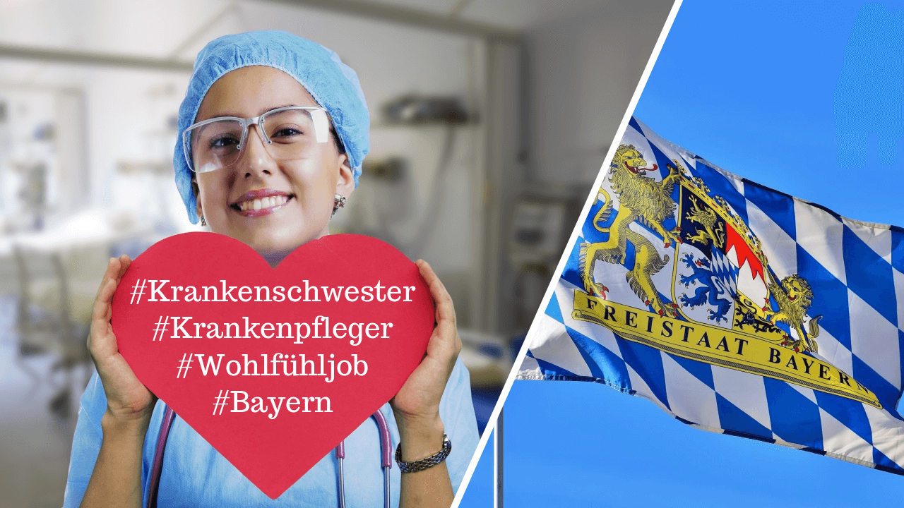 Krankenschwester-Krankenpfleger-Job-In-Bayern-Fahne-Text